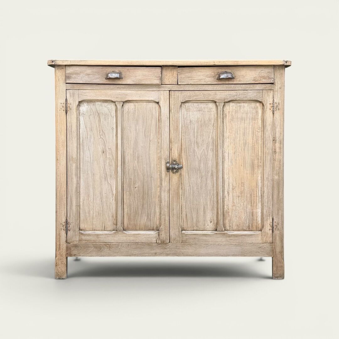 Antique patinated Parisian buffet with shell handles.
