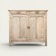 Antique patinated Parisian buffet with shell handles.
