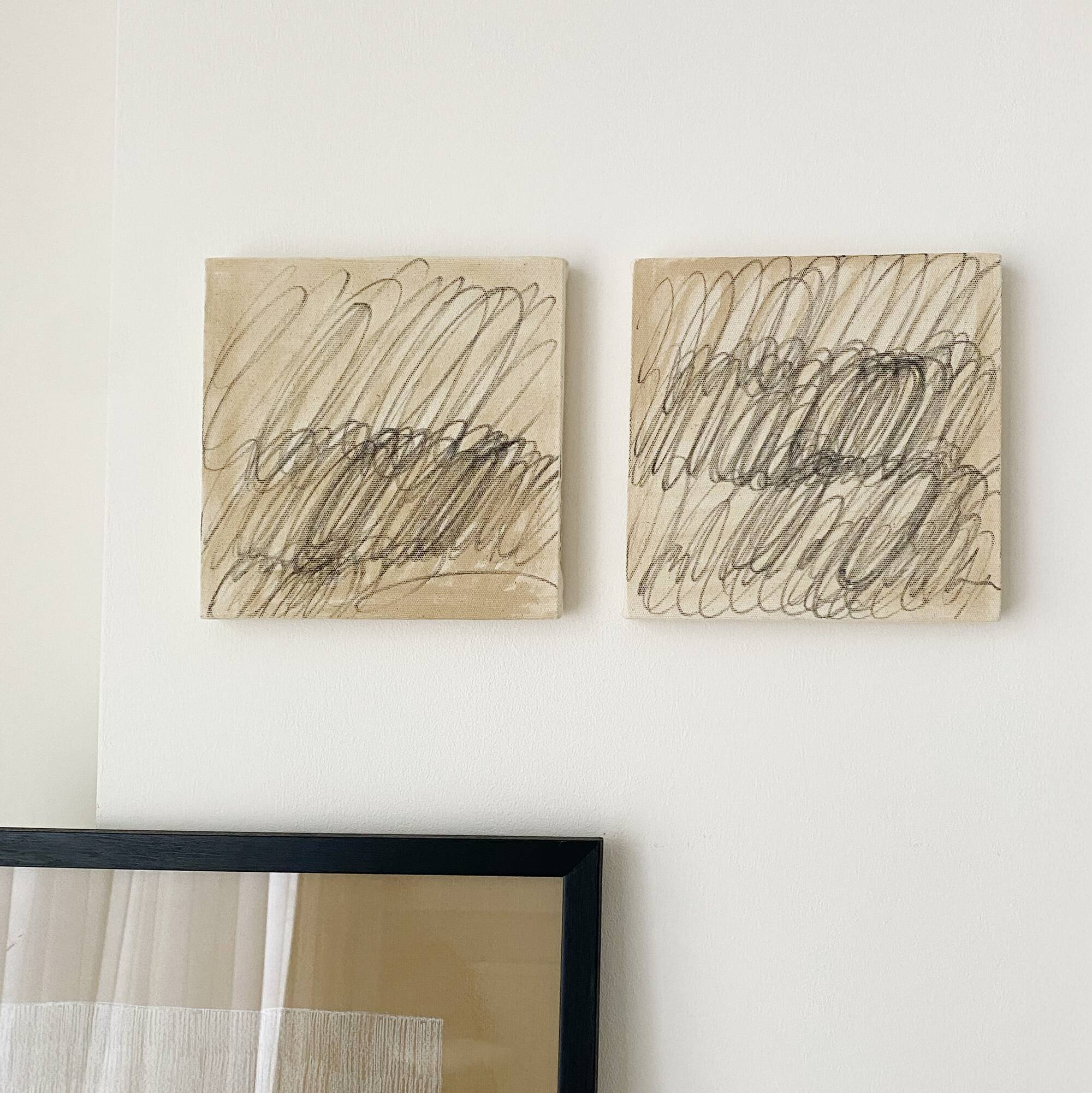 Set of abstract painting on canvas, 20x20cm