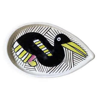 Ceramic dish with bird decoration Reine Steenbakkers