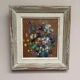 Mid-Century Oil on Panel “Flowers” by Unknown, Vintage & Framed