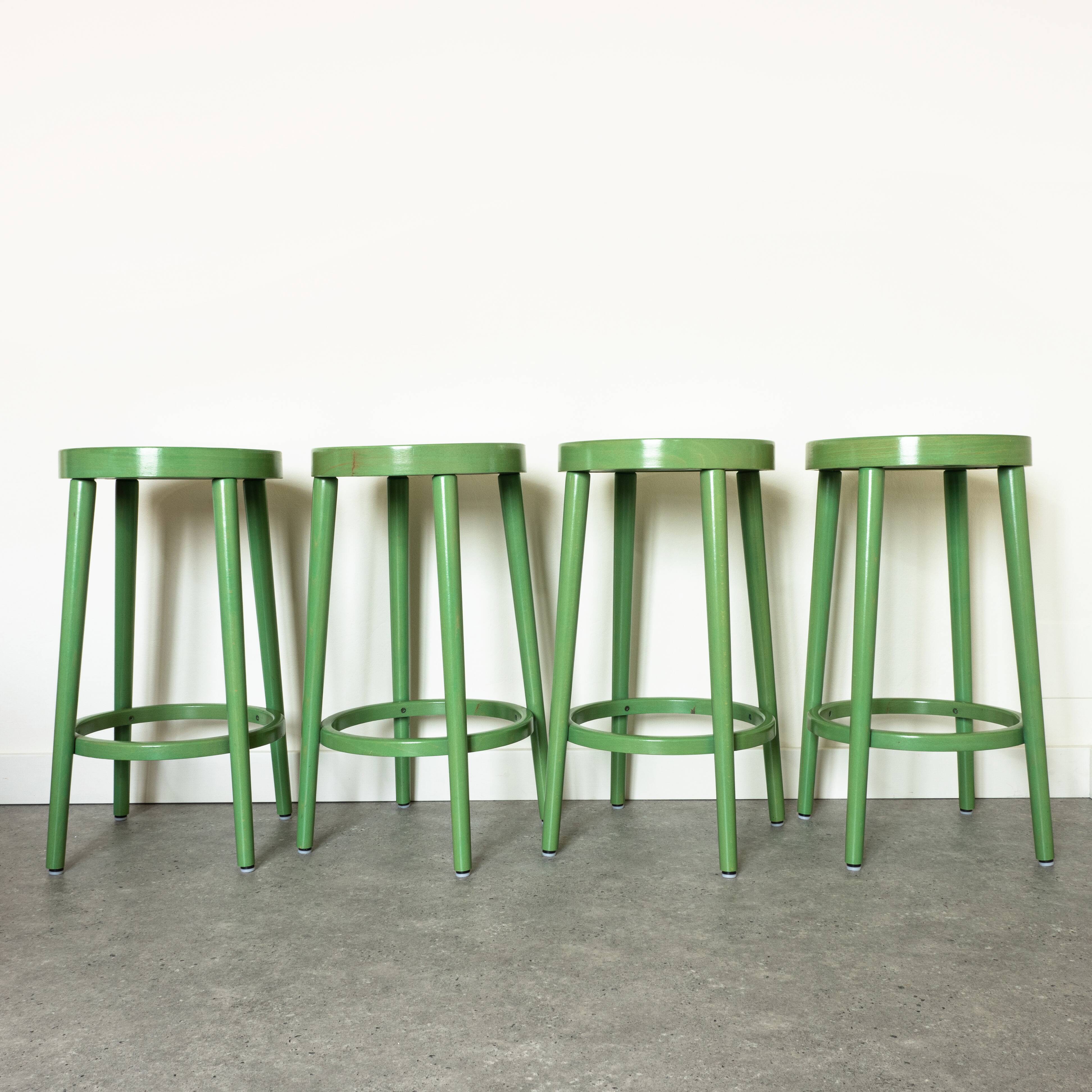 Set of 4 green Baumann stools