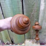 Pair of old turned wood pieces for curtain tieback finishes
