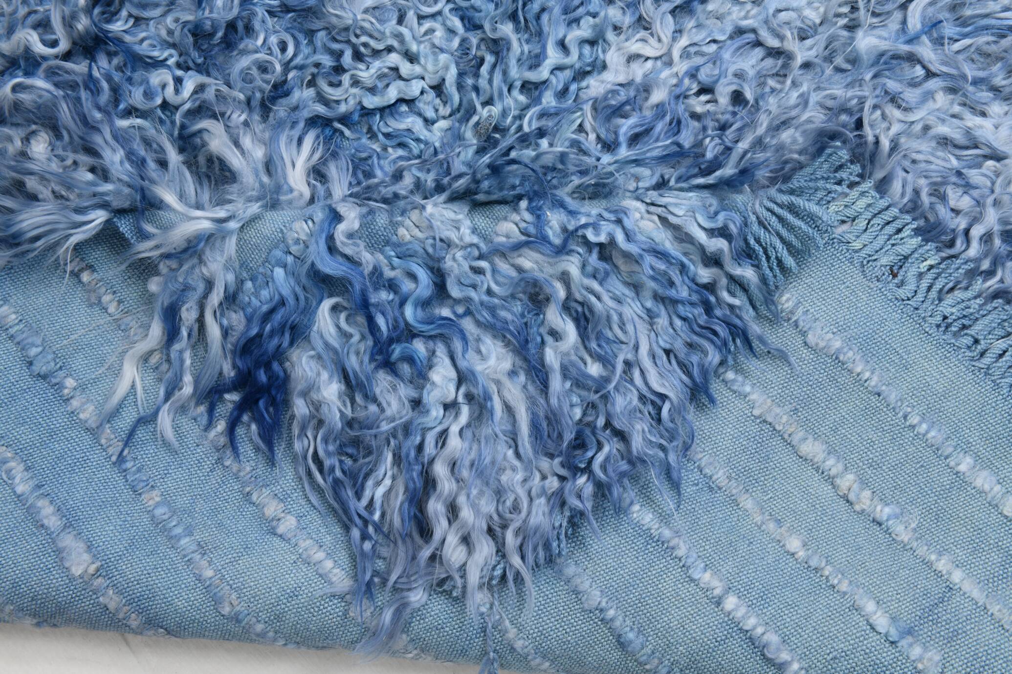 3x9 Blue %100 Wool Kilim Runner Rug, 98x282Cm