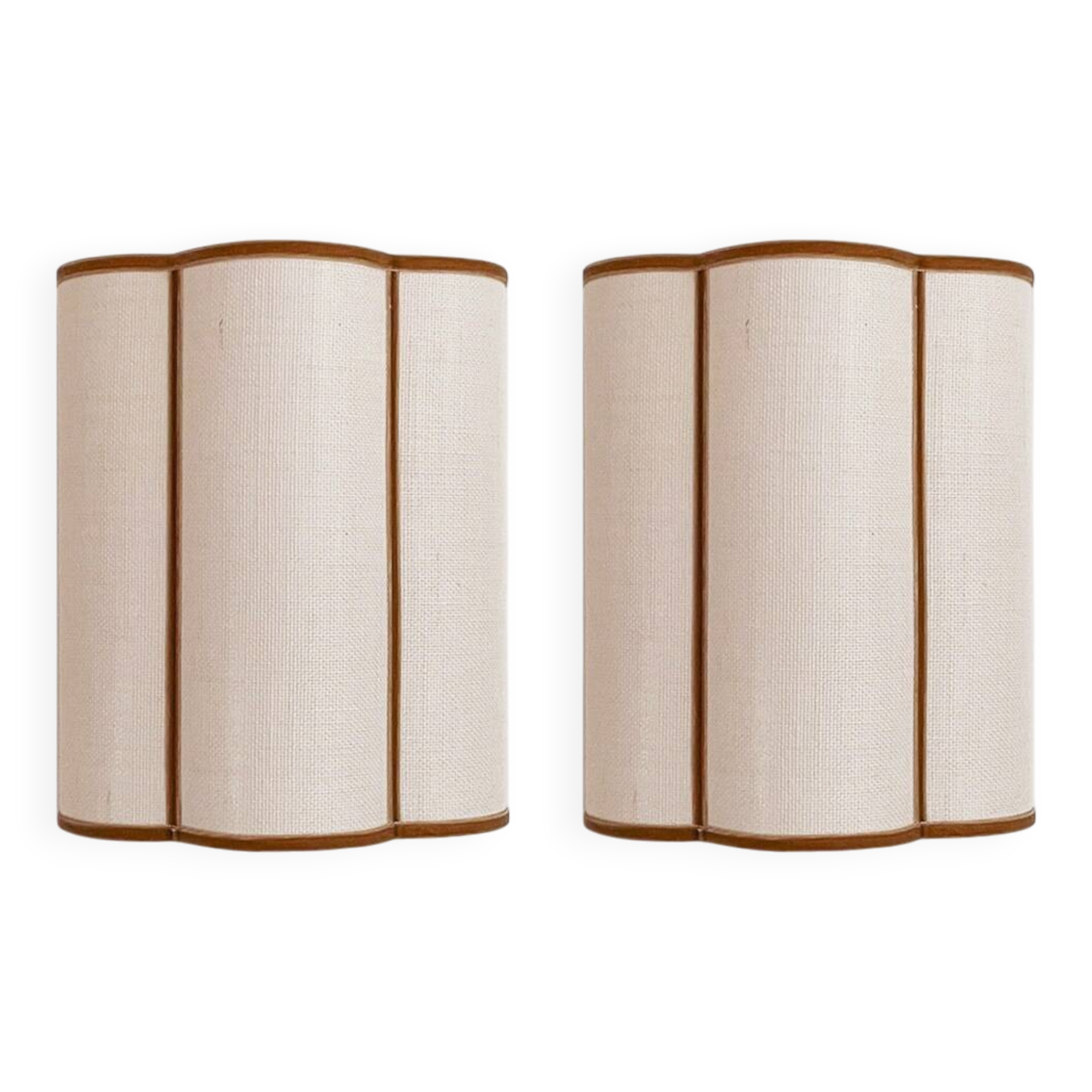 Pair of cream jute wall sconces and bronze velvet