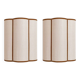 Pair of cream jute wall sconces and bronze velvet