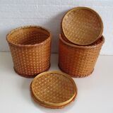 Two bamboo baskets with lid