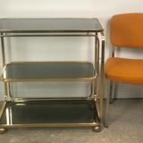 Rolling table in gilded metal Italian design 80
