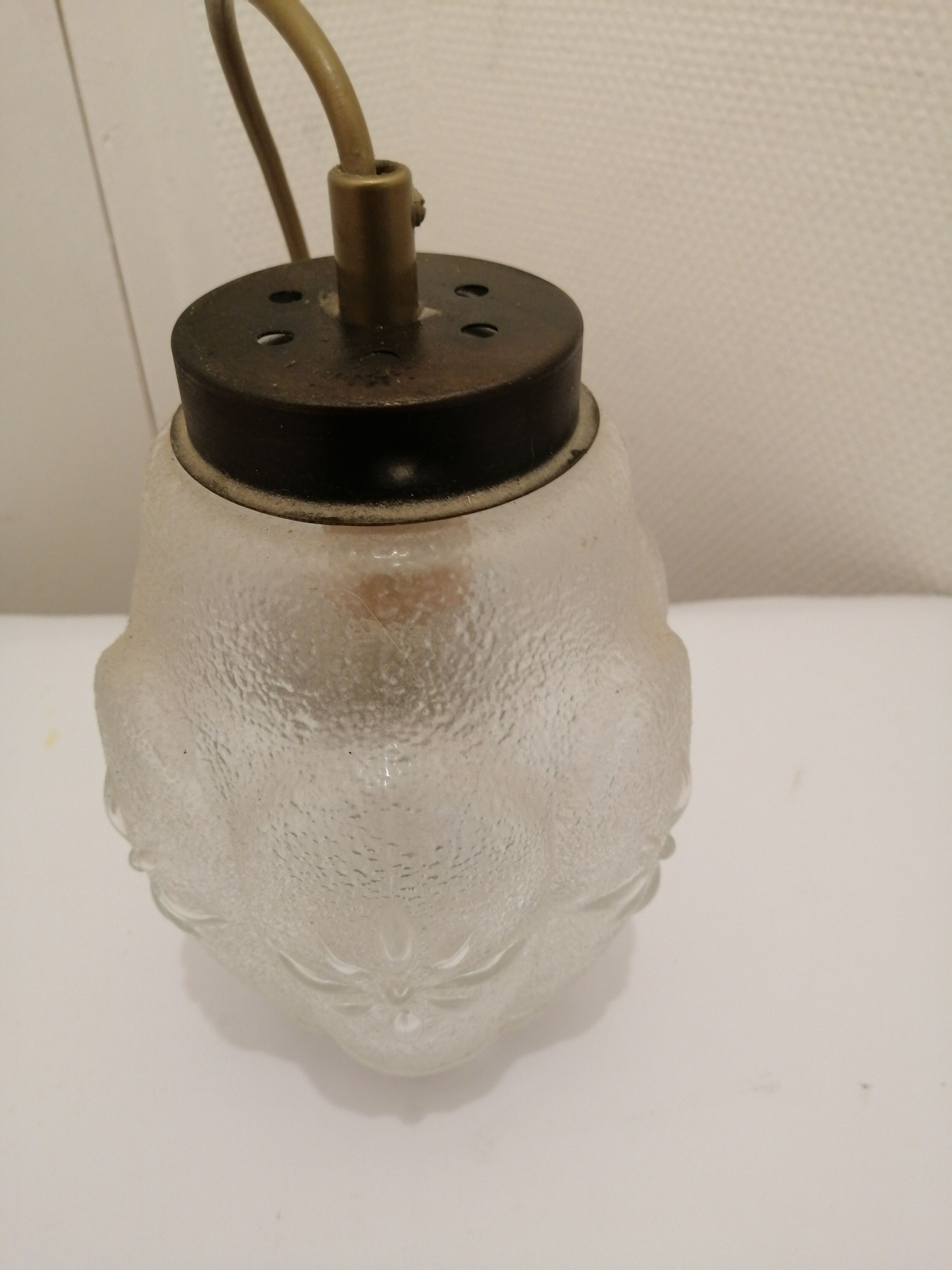 Pair of glass hanging lamps