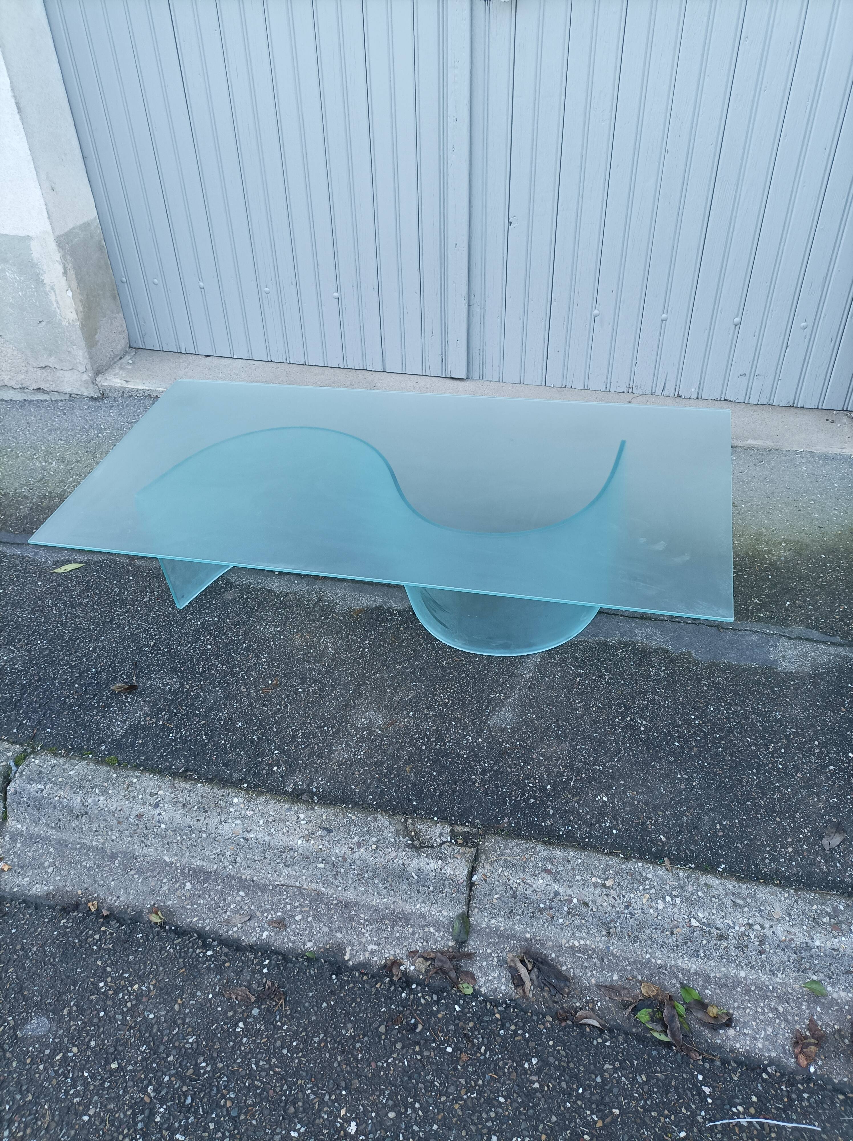 Vintage opaque glass coffee table