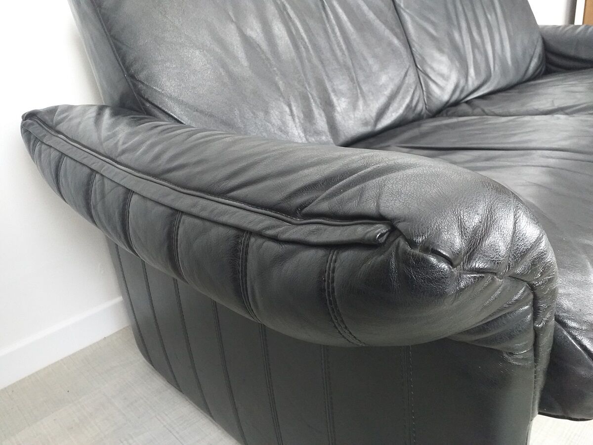 Vintage leather sofa desgn Belgian 80s edition Swann