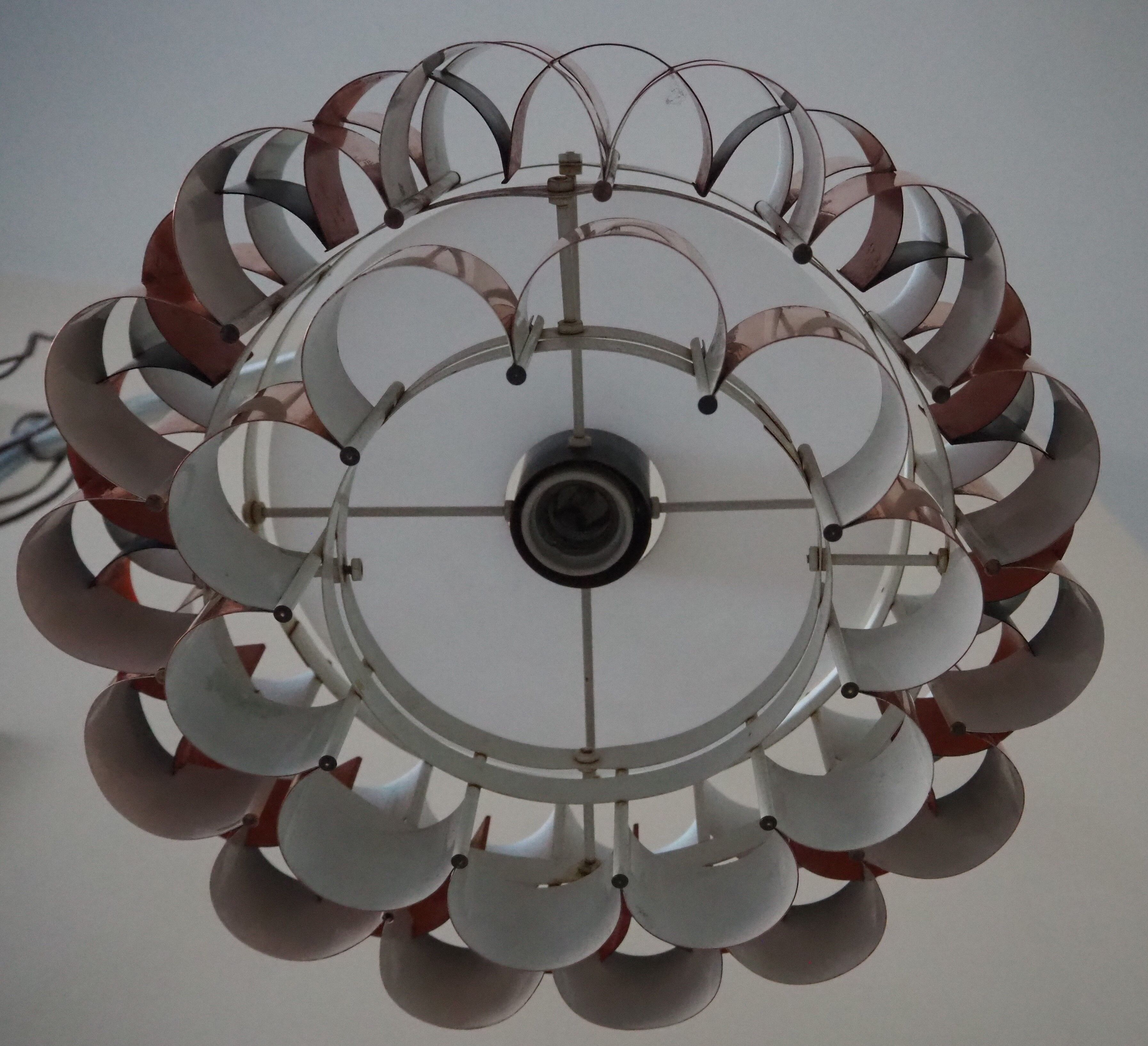 Suspension lamp from the 1960s – 1970s in copper and black metal