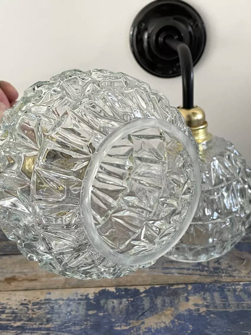 Pair of vintage glass globe wall lights