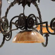 Antique Art Nouveau metal chandelier with 6 lights, Italy, 20th century.