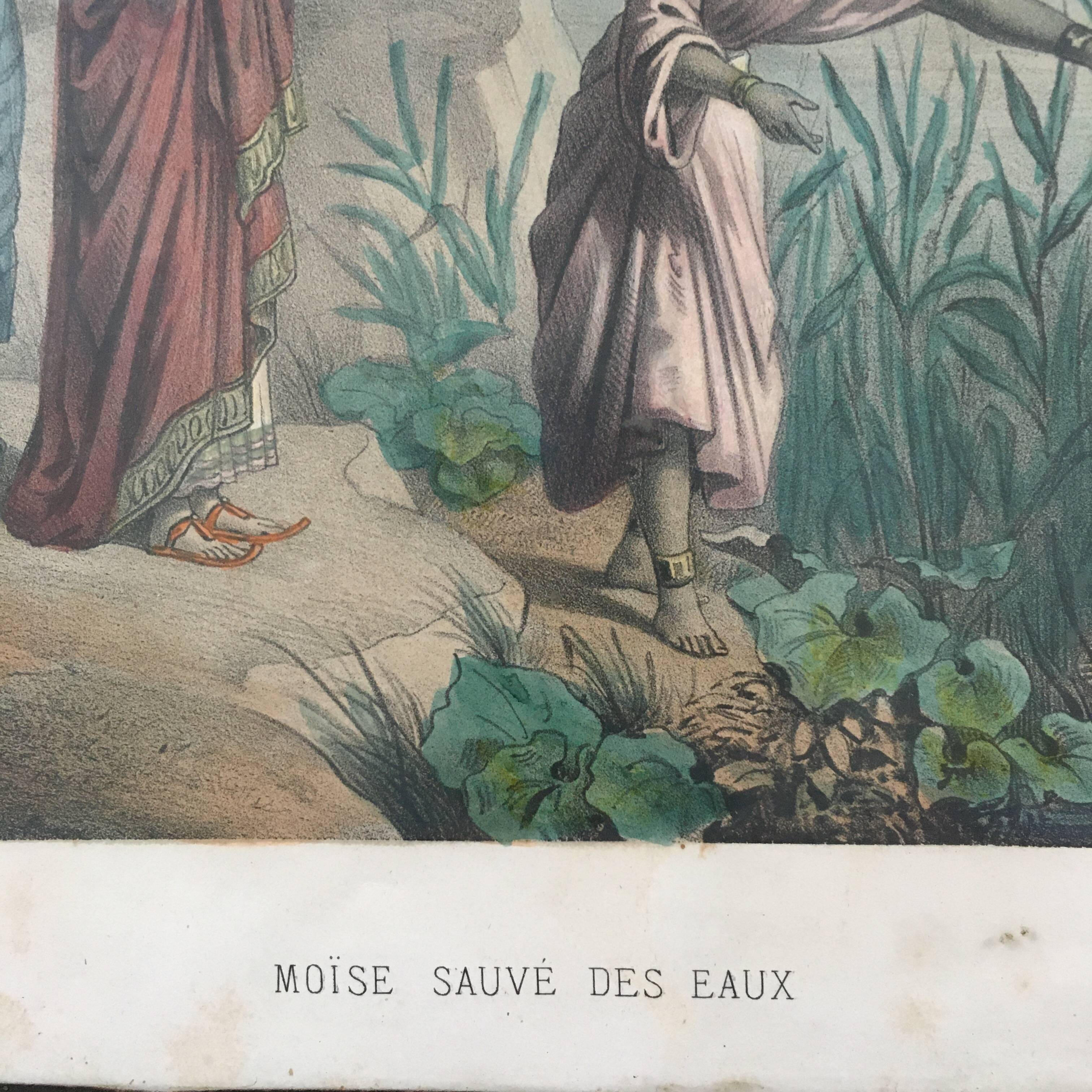 Illustration ancienne Moise sauvé des eaux
