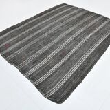 Contemporary Black & Gray Vintage Kilim Rug, 202x244Cm