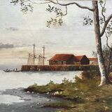 Tableau : huile sur toile - paysage bord de mer