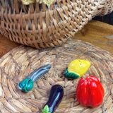 Salt and pepper shakers vegetable ceramic Vallauris