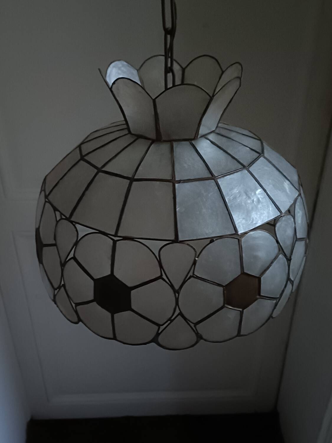 Mother-of-pearl and brass lampshade