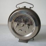 Old large mechanical alarm clock Peter Repeat Alarm chrome metal vintage retro decoration