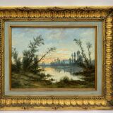 Oil on cardboard riveting nineteenth eugene labitte