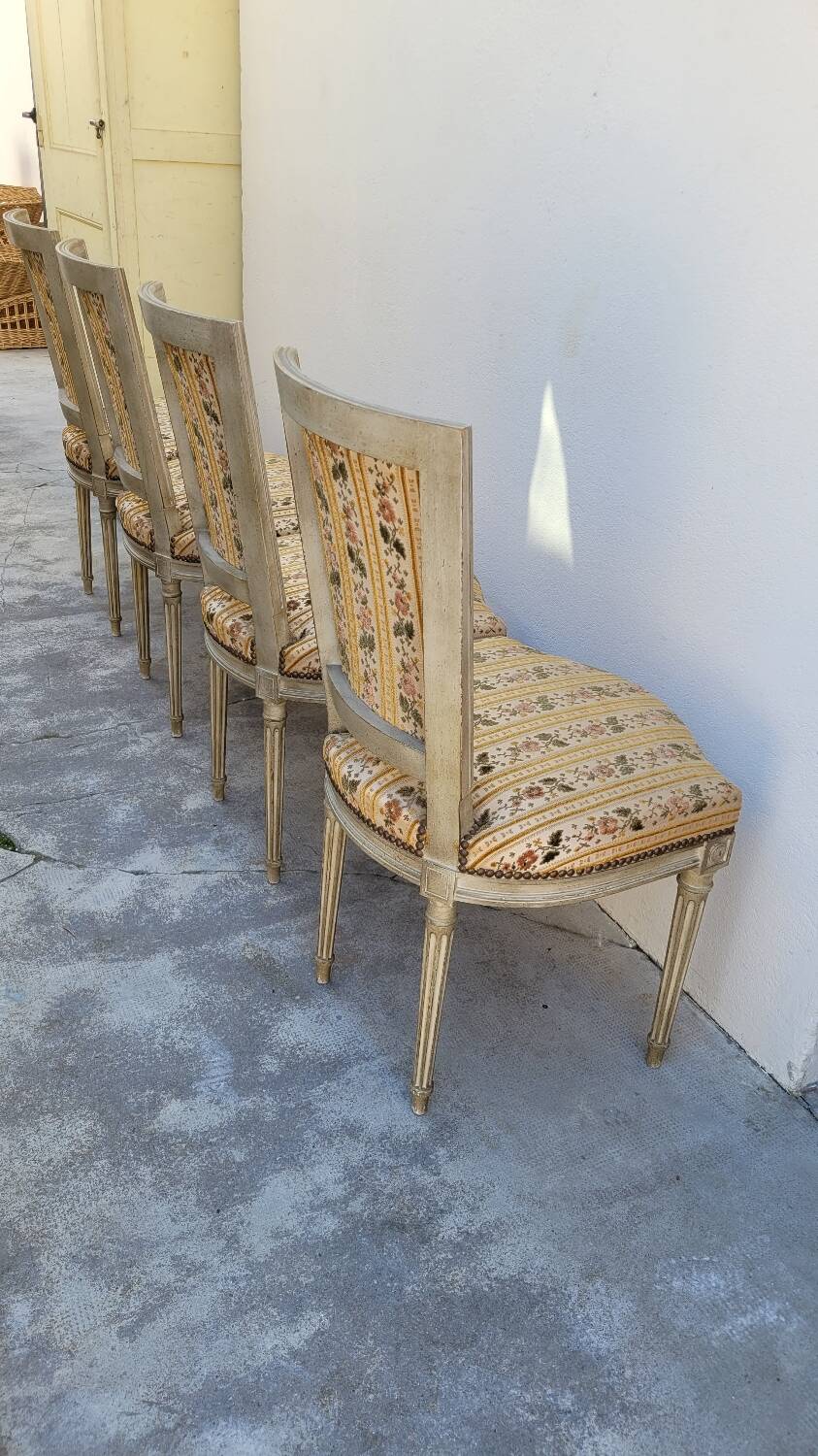 Series of 4 old Louis XVI style chairs