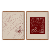 Ensemble abstrait bordeaux de deux, 50x70cm