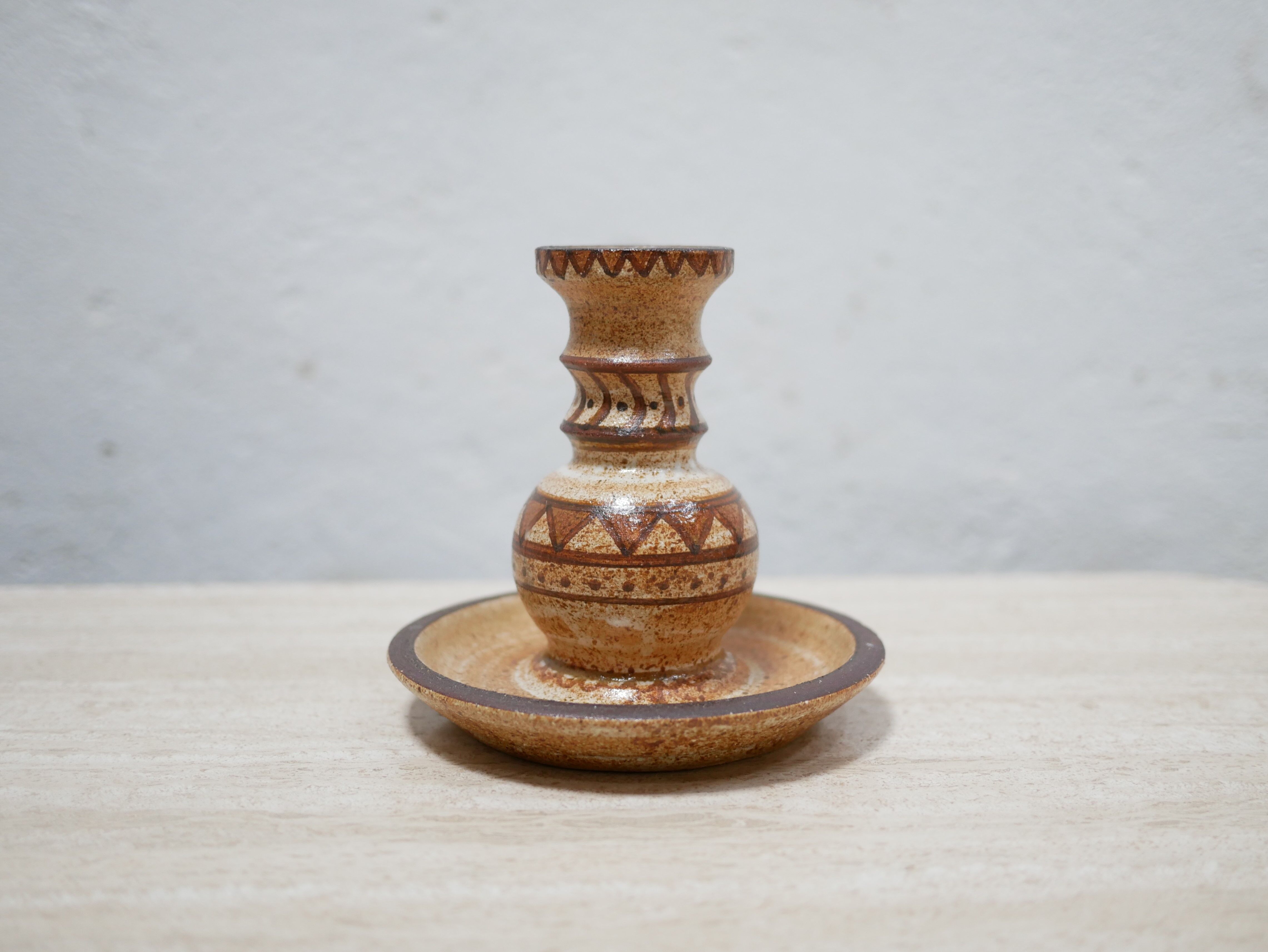 Vintage stoneware candle holder