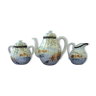 Teapot, sugar bowl and creamer in polychrome porcelain from Japan