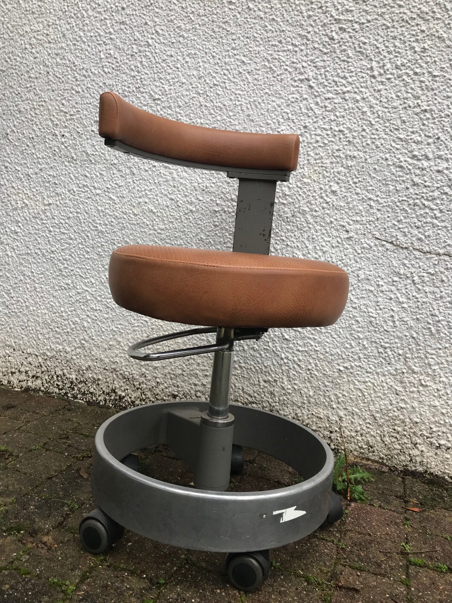 Siemens revolving and height adjustable brown industrial chair 1970
