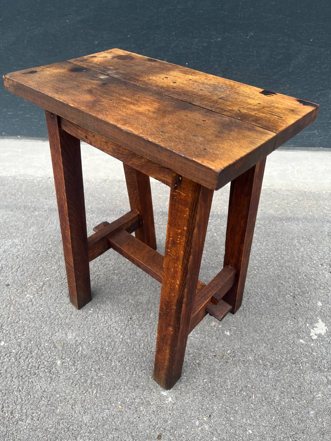Vintage wooden farm stool