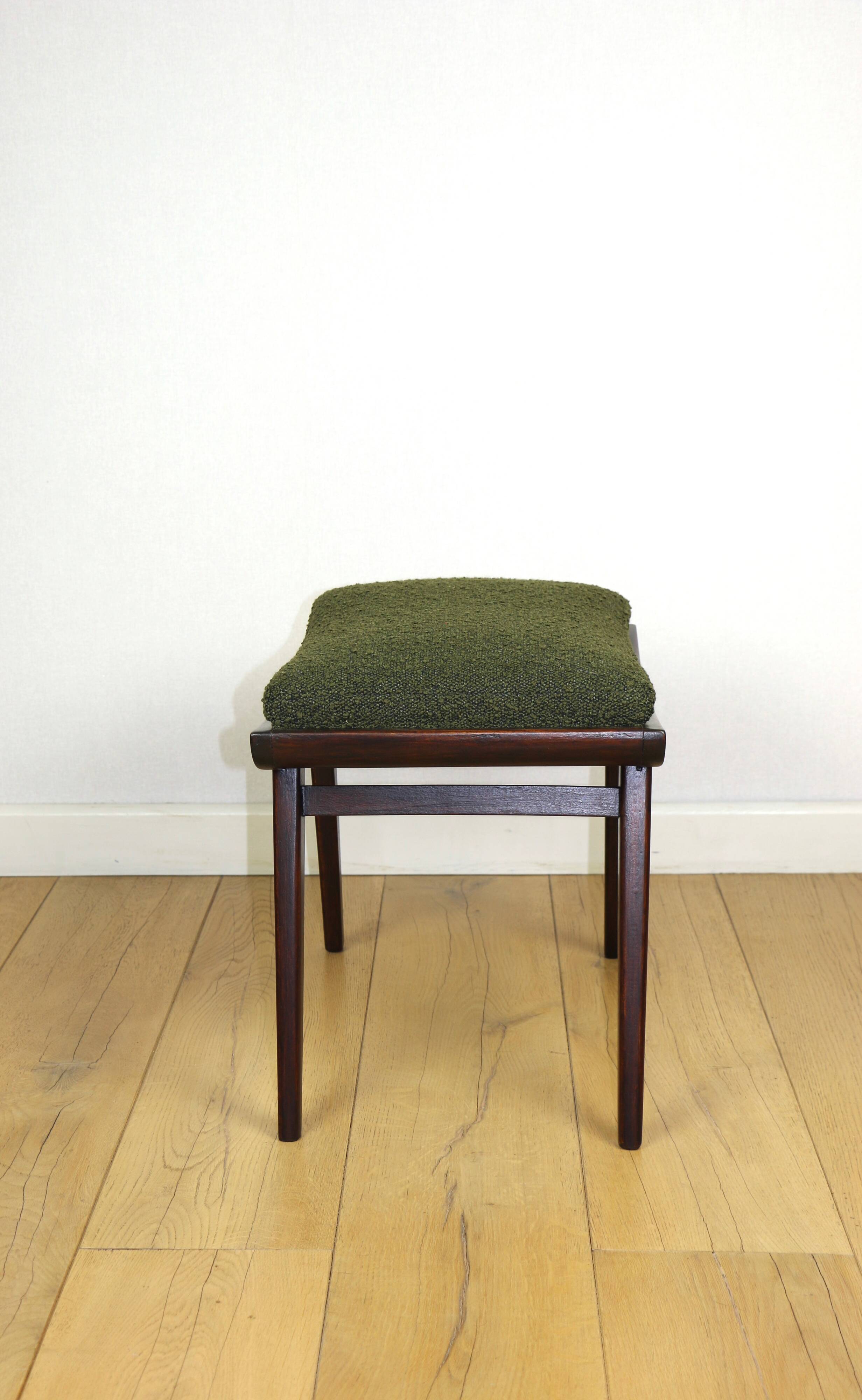 Green olive Art Deco stool seat - 1960s