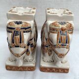 Pair of ceramic elephant ashtrays dimensions: height -14cm- width -13.5cm-