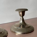 Antique silver-plated metal candlesticks