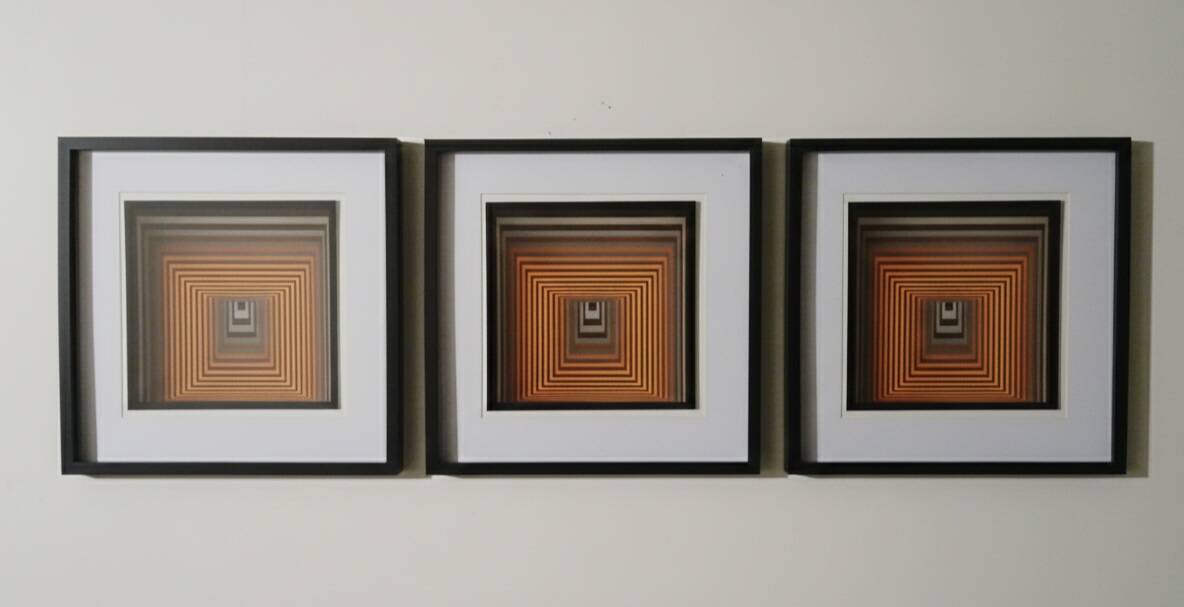 Triptych Vintage Optical Art Table - Victor Vasarely - Frames 40x4