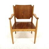 Scandinavian beech teak armchair, Sweden, 1960