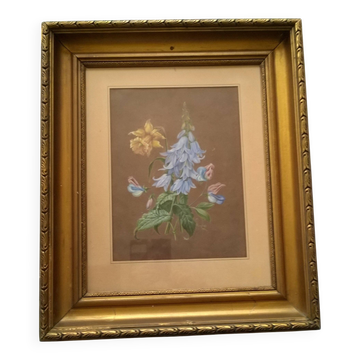 Antique painting - floral composition - gouache signed Gustinoff 1851