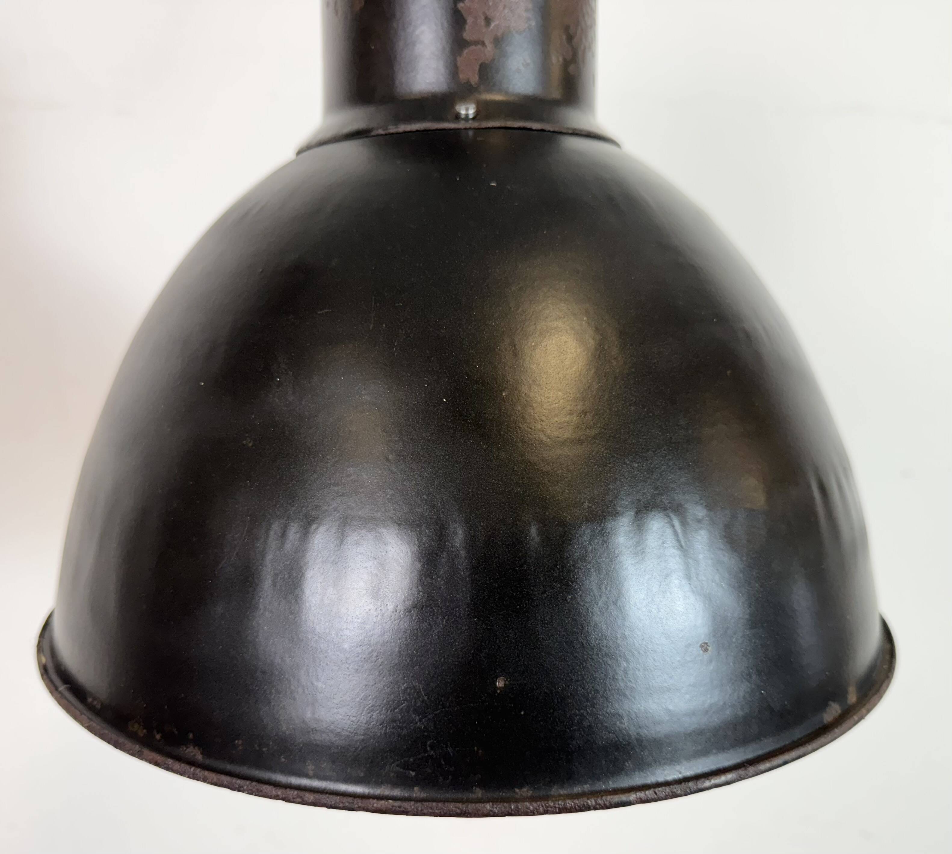 Industrial Bauhaus Black Enamel Pendant Light, 1930s
