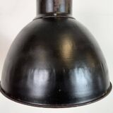 Suspension industrielle Bauhaus en tôle émaillée noire, années 1930