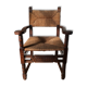 Rustic armchair solid wood and plaited straw