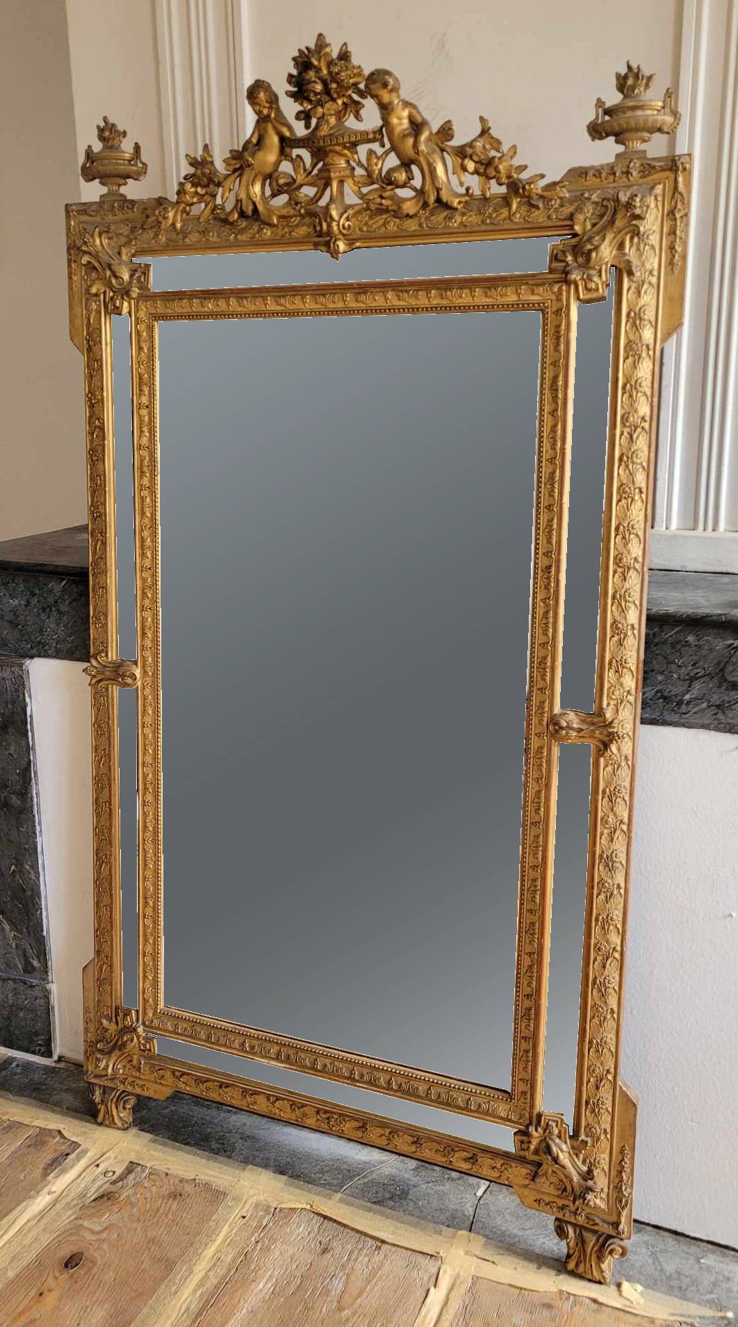 Antique mirror with glazing beads 165m/90cm