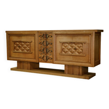 Art Deco buffet in oak and wrought iron by Léon and Maurice Jallot 1940s