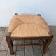 Antique solid wood stool with traditional rush seating – Late 19th century