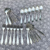 Set of 12 forks and 12 spoons Orbrille silver metal 1950 vintage