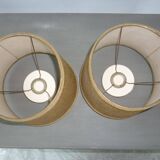 Pair of dark beige jute lampshades
