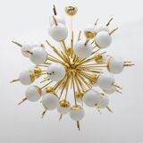 Large Sputnik Murano Glass and Brass Chandelier