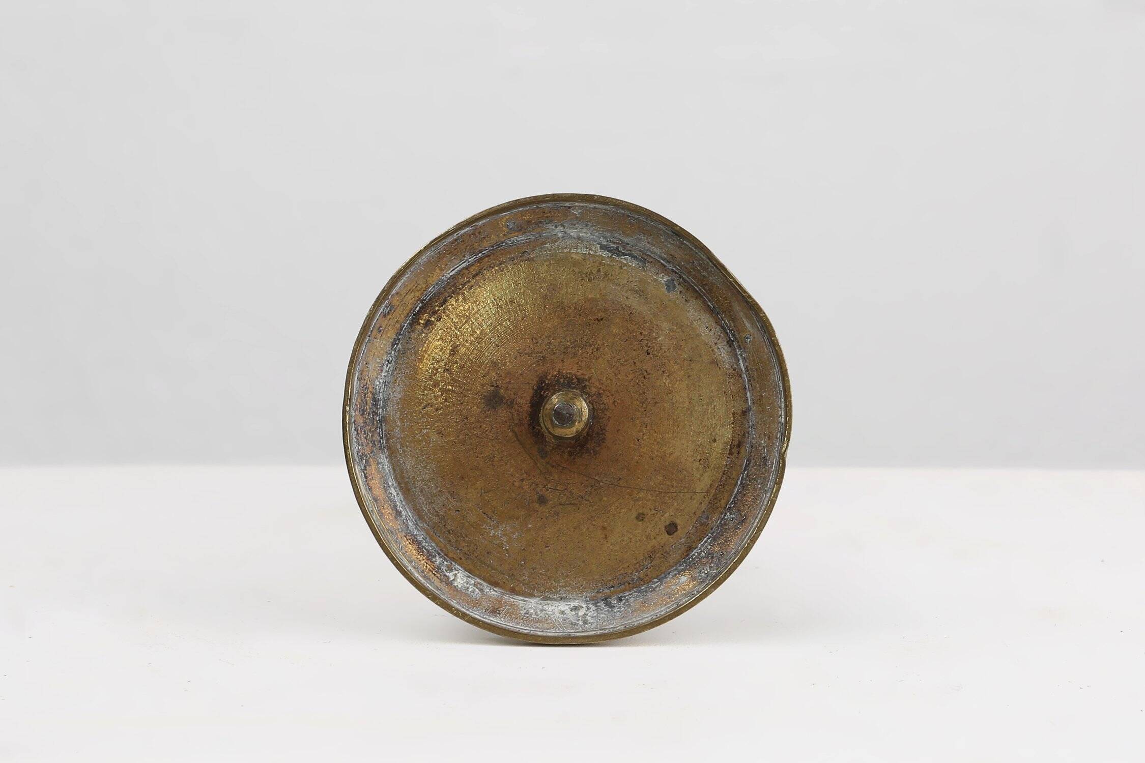 Antique Flemish Copper Disc Candlestick, 15th Century