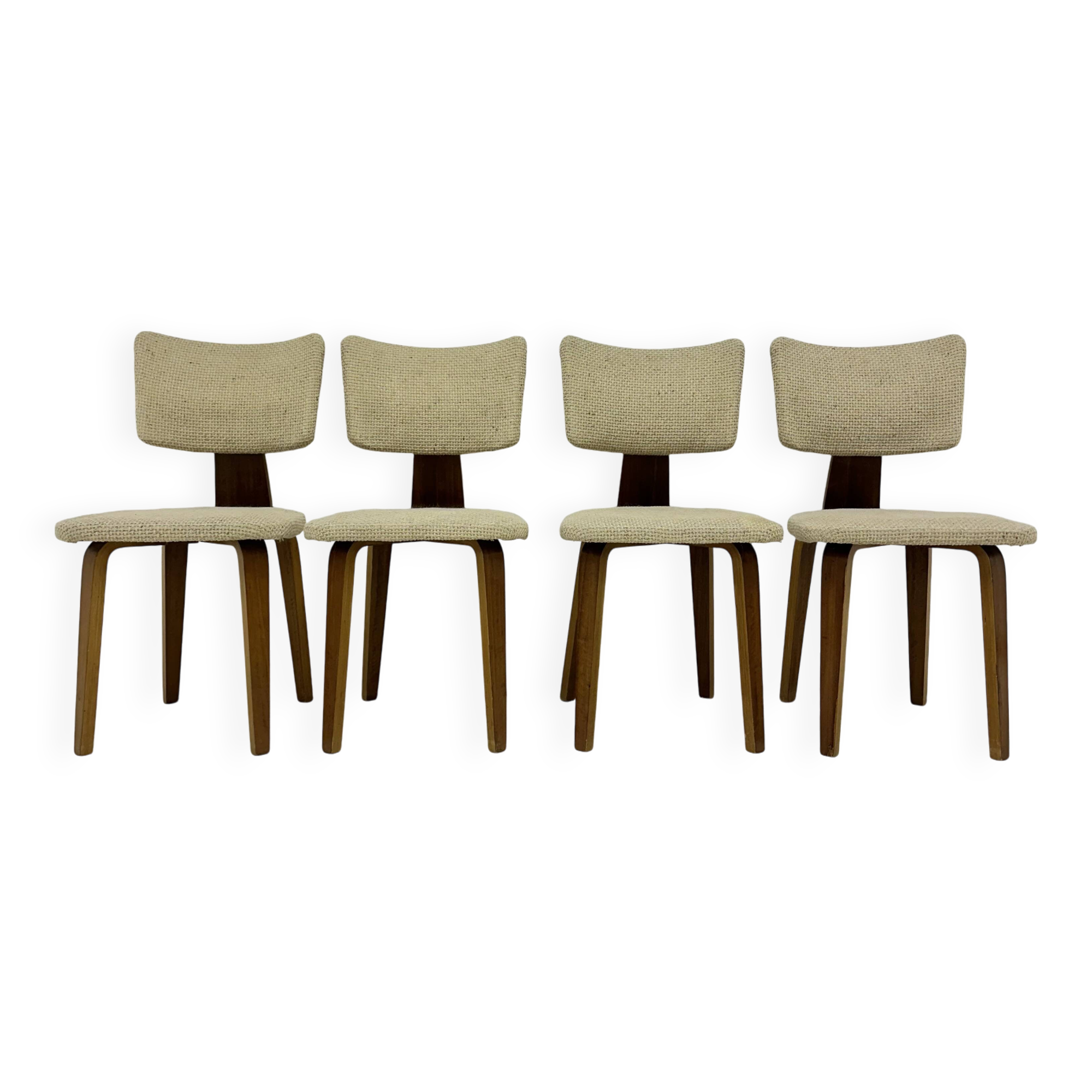 Set of 4 Dutch design by Cor Alons plywood dining chairs , 1960s
