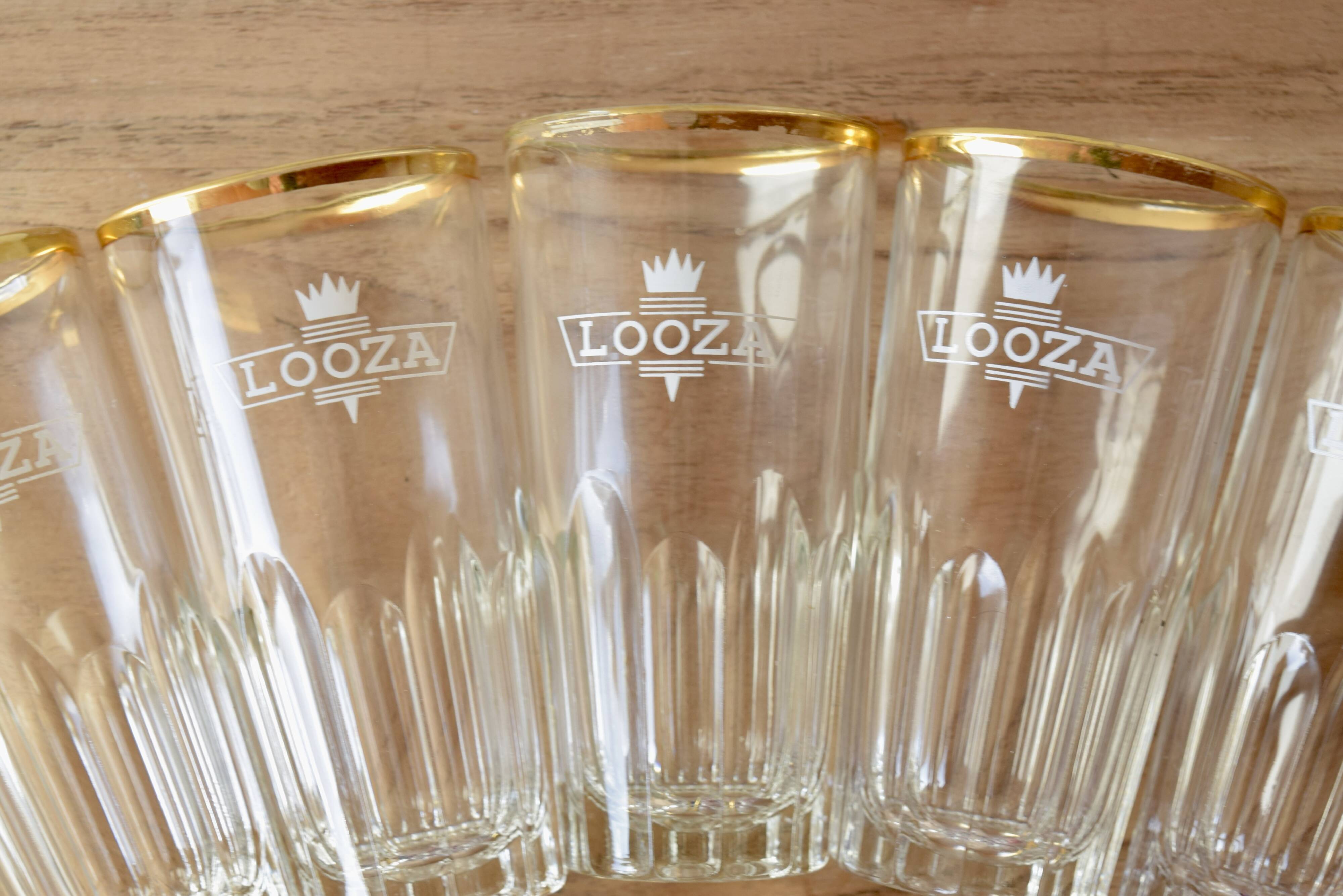 Looza - advertising item - set of 7 vintage fruit juice glasses