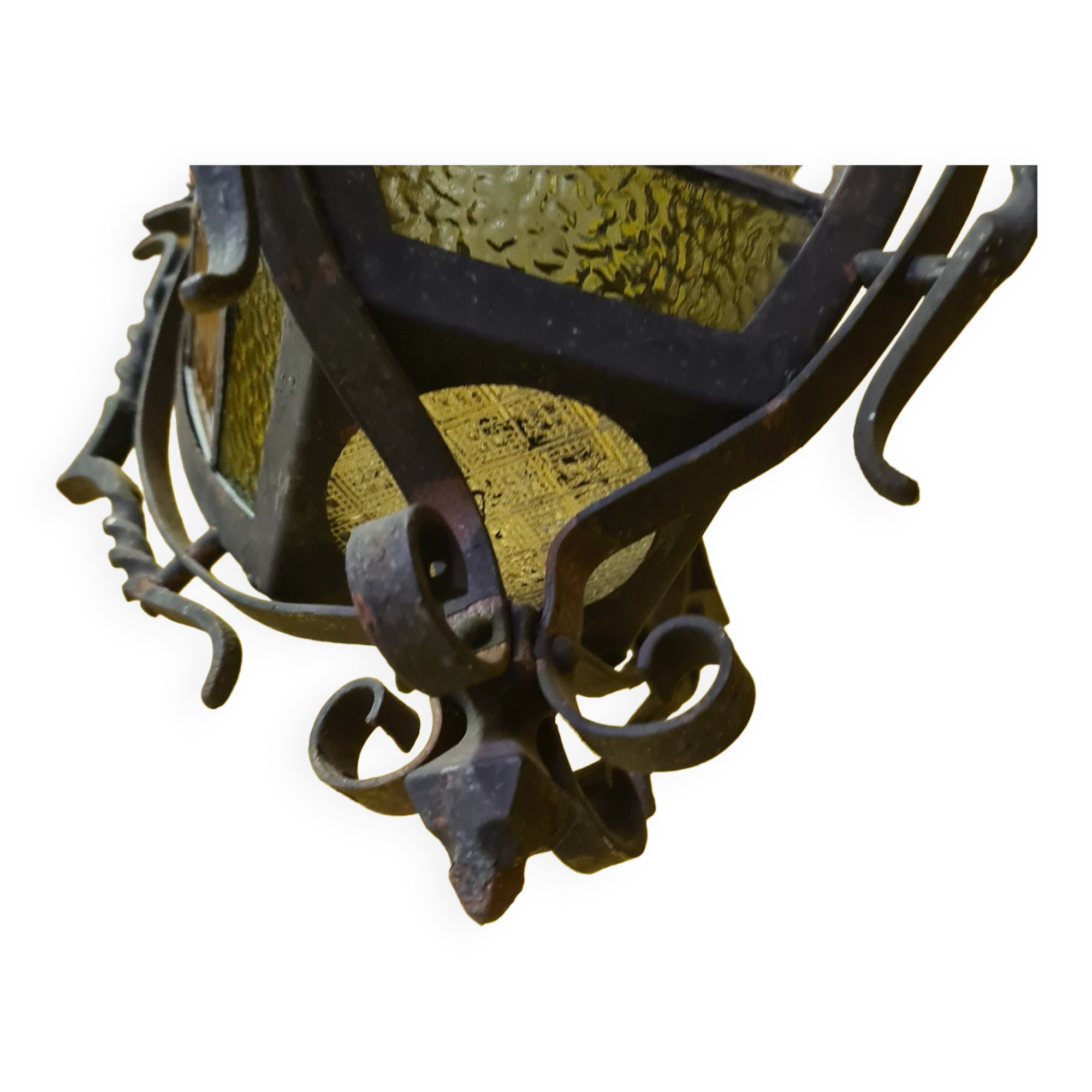 Antique french gothic style hanging lantern, from around 1900.